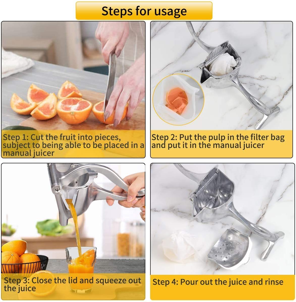 Manual Juice Squeezer Aluminum Alloy Hand Pressure Orange Juicer Pomegranate Lemon Squeezer Kitchen Accessories_8